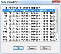 Audio Output Port dialog