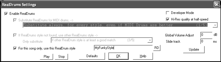 RealDrums Settings