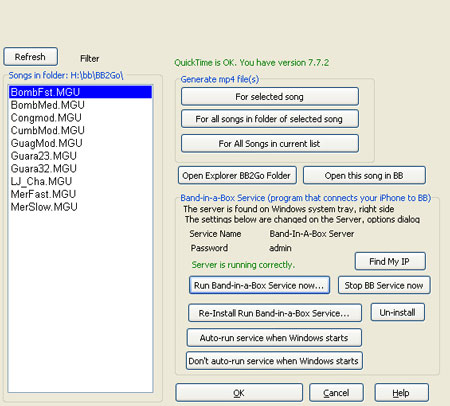 Starting Band-in-a-Box Server