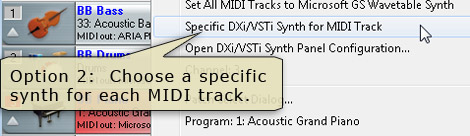 Tracks Window - Specific DXi/VSTi synth for MIDI track