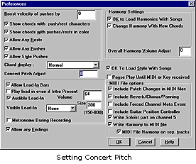Adjust the concert pitch