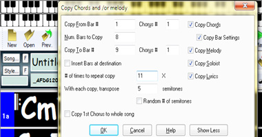 Repeat chords and melody 11 times