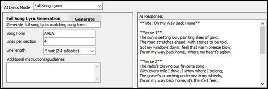 AI Lyrics window - AI Lyircs - Full Song Lyrics