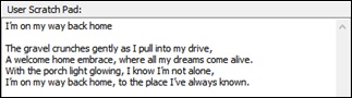 AI Lyrics window - AI Lyircs - User Scrach Pad