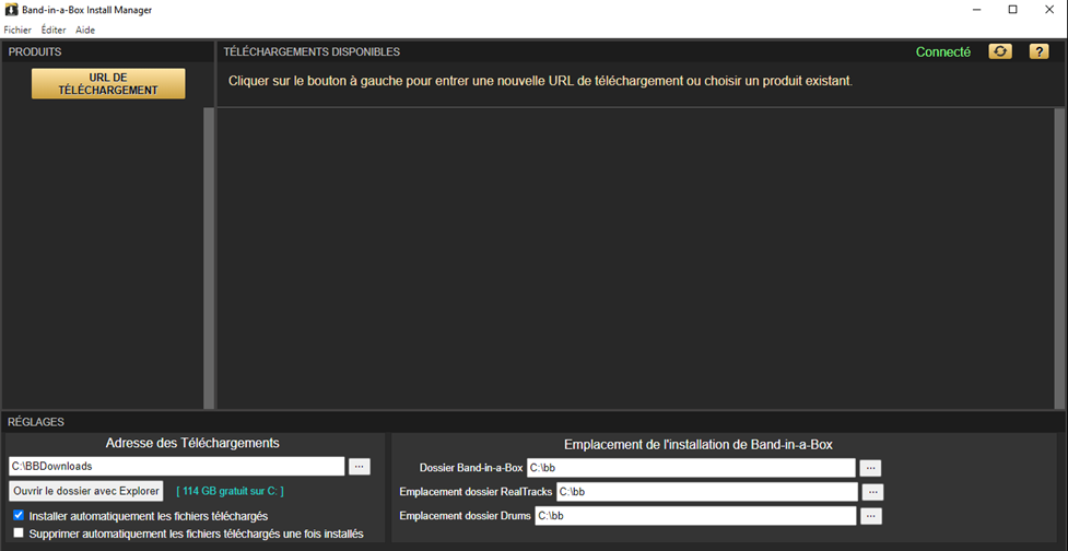 Download Manager Initial Screen