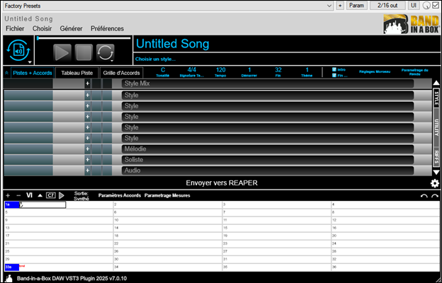 DAW Plugin main screen - empty tracks