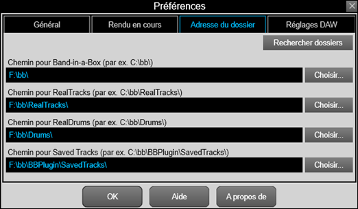 Preferences - folder locations