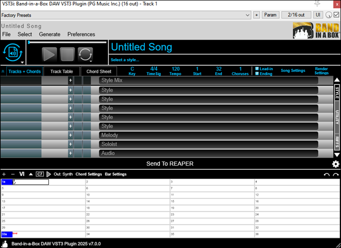 DAW Plugin main screen - empty tracks