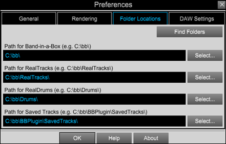 Preferences - folder locations