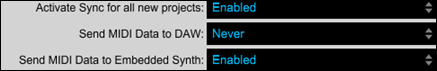 MIDI sync setting