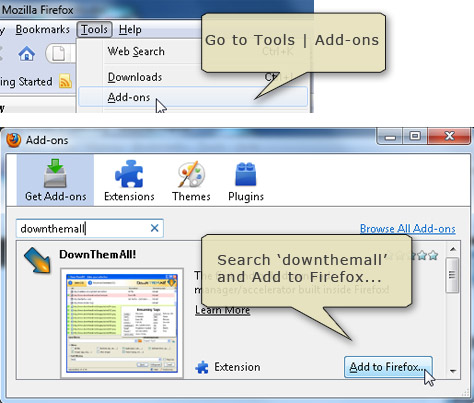 Find and Install DownThemAll