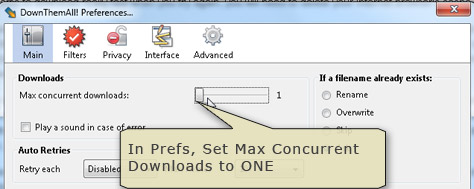 Set Preferences to one concurrent download