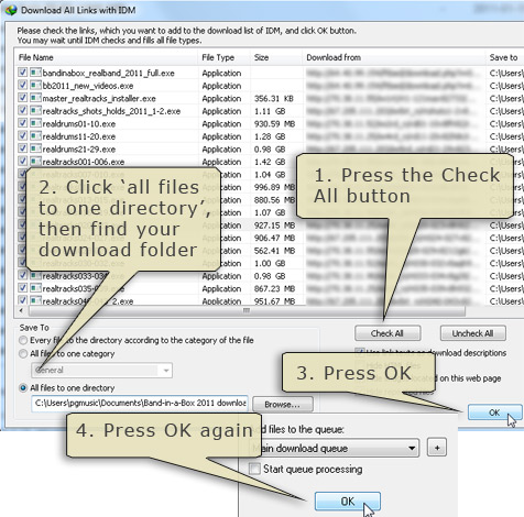Add files to the download queue