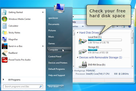 Check your hard disk space