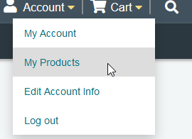 Account drop-down menu