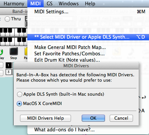 Select Mac OSX CoreMIDI