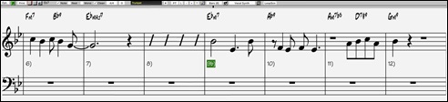 Melody track contains some rests on the treble clef
