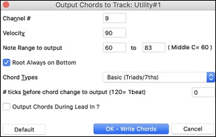 output chords to track dialog
