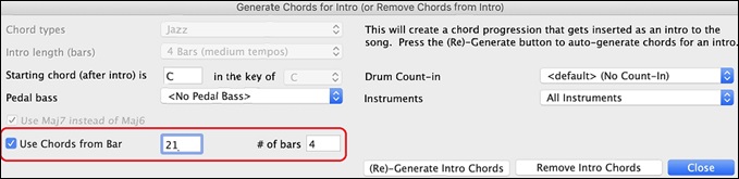 Generate Chords for Intro dialog