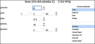 Note dialog