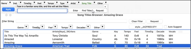 Song Titles Browser