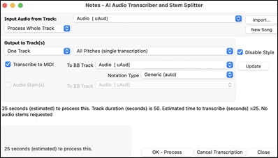 AI Notes dialog