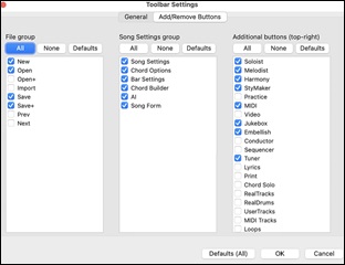 Toolbar Preferences - Add/Remove Buttons