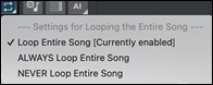  [Replay Song] button showing its drop-down menue