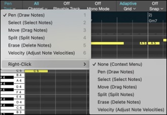 Piano Roll Window - Tool menu 