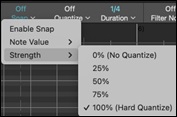 Piano Roll Window - Snap menu 