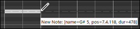 Piano Roll Window - note entry by clicking and dragging horizontally