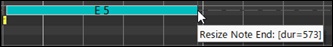 Piano Roll Window - duration value is displayed