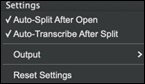 Stem Splitter Player - Settings menu
