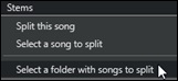 Stem Splitter Player - Stems menu 