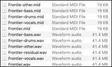 Stem Splitter Player - Explore showing generated files