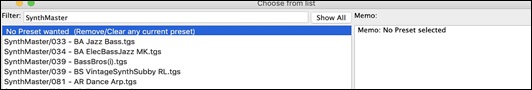 Choose from list