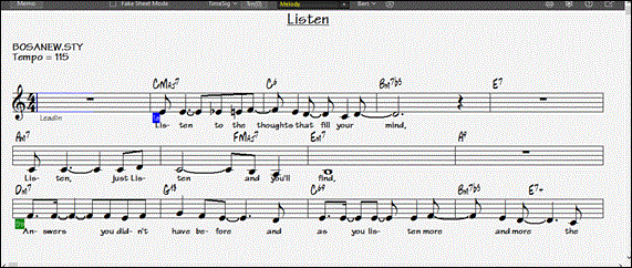 Lead Sheet window