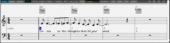 Notation window - Standard