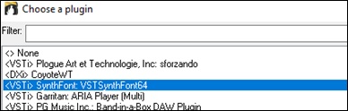 Choose a plugin dialog