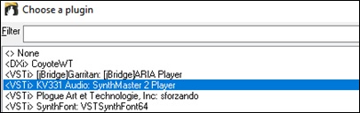 Choose a plugin dialog
