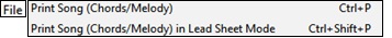 Print Song in Leadsheet Mode