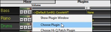  right-click on the [Plugin] in the Mixer t