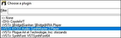 Choose a plugin dialog