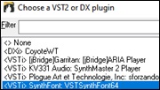 Choose a plugin dialog