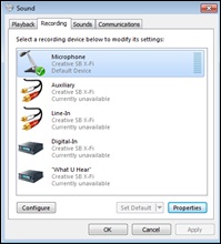 Sound - Recording properties