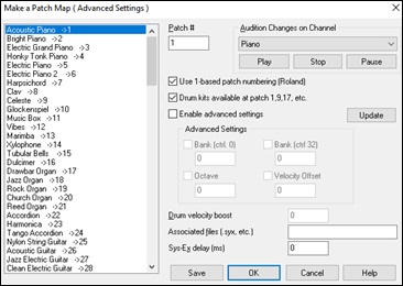 Make an Advanced Patch Map dialog