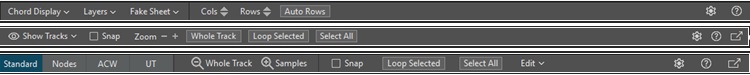 Chord Sheet/Tracks window/Audio Edit window toolbar