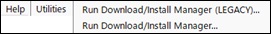 Help | Utilities | Run Download/Install Manager