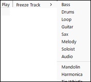 Play | Freeze Tracks submenu