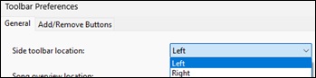 Toolbar Preferences dialog